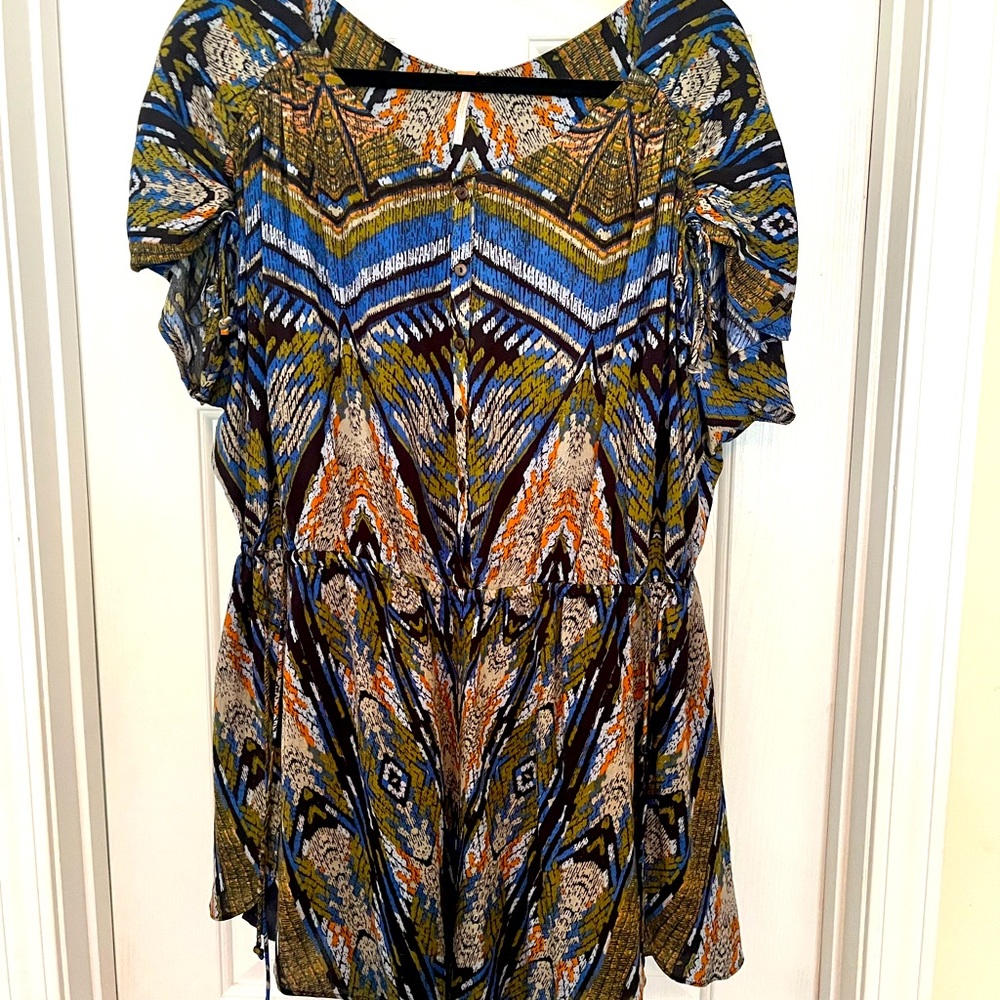 Free People romper, short sleeve, tie waist, size L